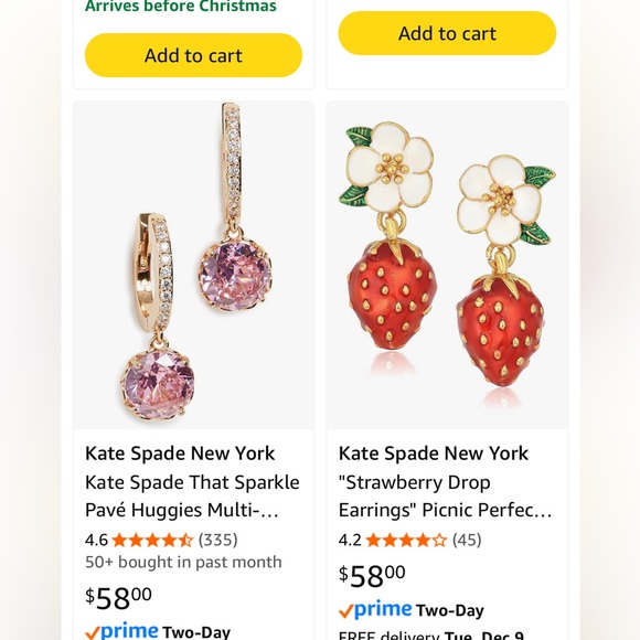 ♠️ KATE SPADE NEW YORK Gold Pendant Earrings With White Flower/Strawberry. - Picture 10 of 10